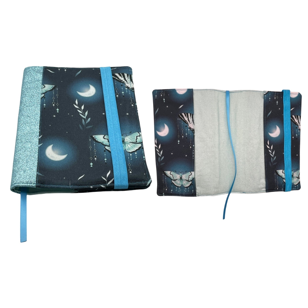 Glowing Moon and Moth Fabric Book Cover (Clearance)