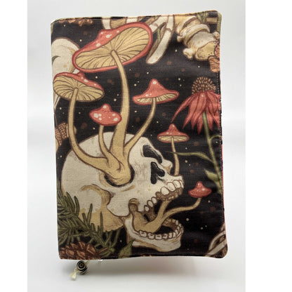 Skull and Mushroom Fabric Book Cover with Brazilian Bead