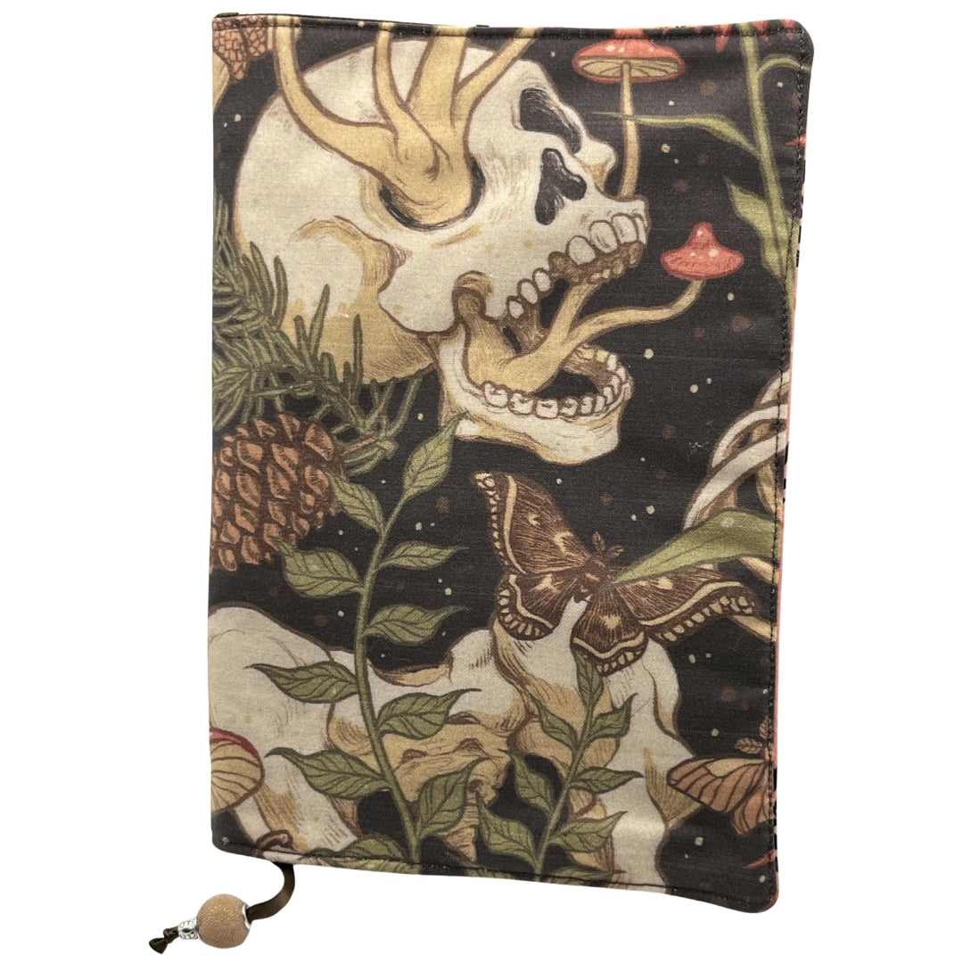 Skull and Mushroom Fabric Book Cover with Champagne Bead