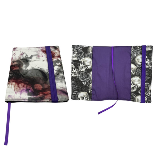 Smoky Skulls with Purple Ribbon Fabric Book Cover (Clearance)